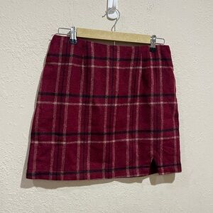 Pink Lily Maroon / Black Combo Plaid Mini Skirt